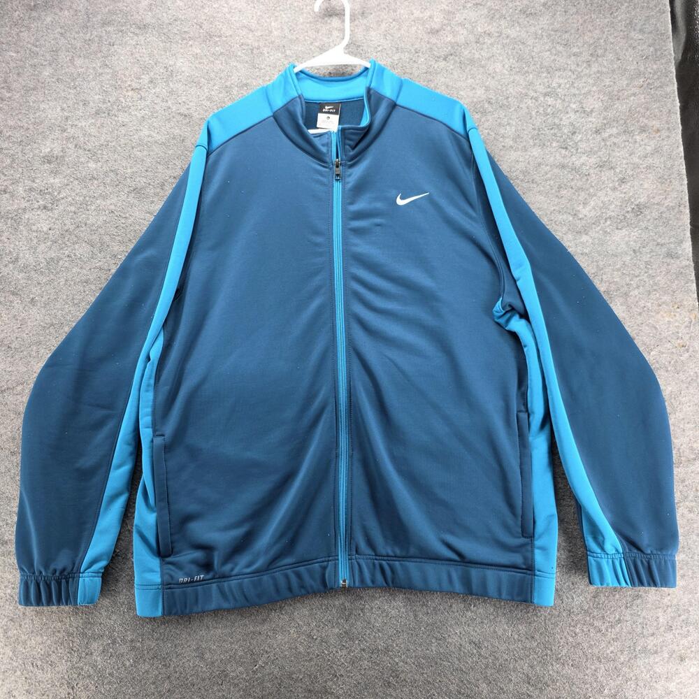 Nike Track Jacket Mens XL Blue Dri-FIT Full Zip Pockets Breathable SP150812SYC